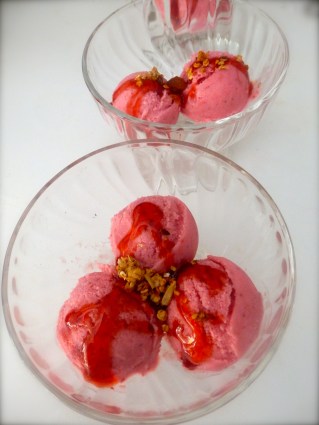 Crema congelada de fresas