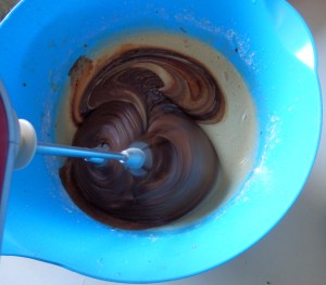 Mezclando con el chocolate